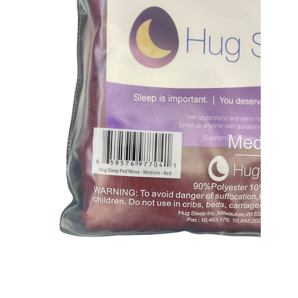 Hug Sleep Pod Move Red M Adult Sleep Swaddle Blanket 90/10 Poly Spandex blend